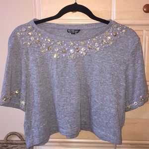 NWOT Bedazzled Flowers Crop top - TOPSHOP